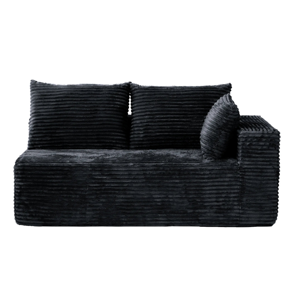 Sofás seccionales Matrix Nook | Loveseats de 2 piezas de pana negra de 2 plazas