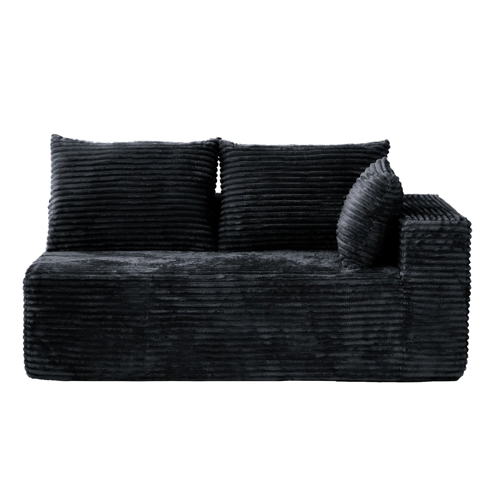 Seccionales modulares Matrix de 4 plazas en forma de L de color negro | 2 piezas, tela de pana, espacios pequeños