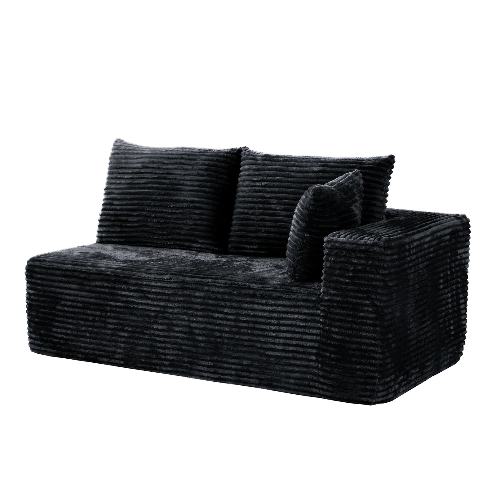 Seccionales modulares Matrix de 4 plazas en forma de L de color negro | 2 piezas, tela de pana, espacios pequeños