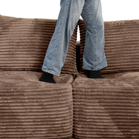 Sofás seccionales Matrix Nook | Sofás seccionales en forma de L de 3 piezas en pana marrón de 3 plazas