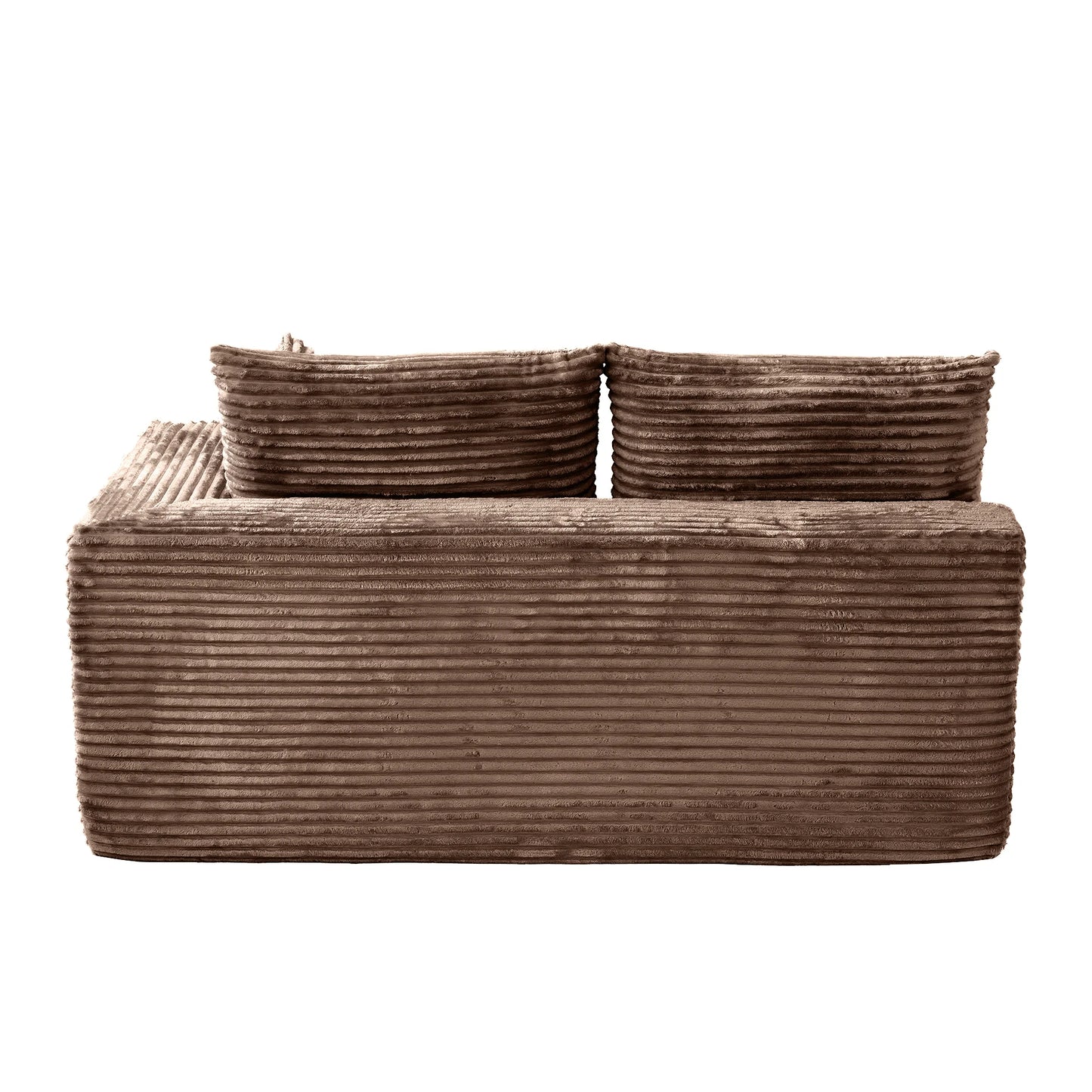 Sofás seccionales Matrix Nook | Sofás seccionales en forma de L de 3 piezas en pana marrón de 3 plazas