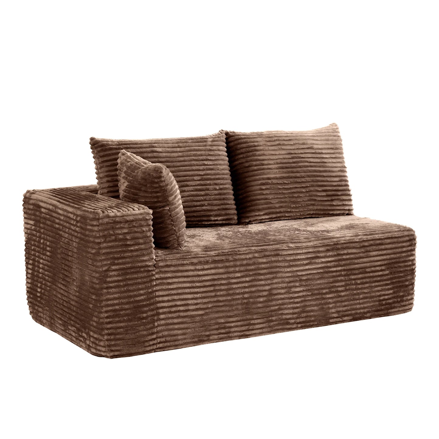 Sofás seccionales Matrix Nook | Sofás seccionales en forma de L de 3 piezas en pana marrón de 3 plazas