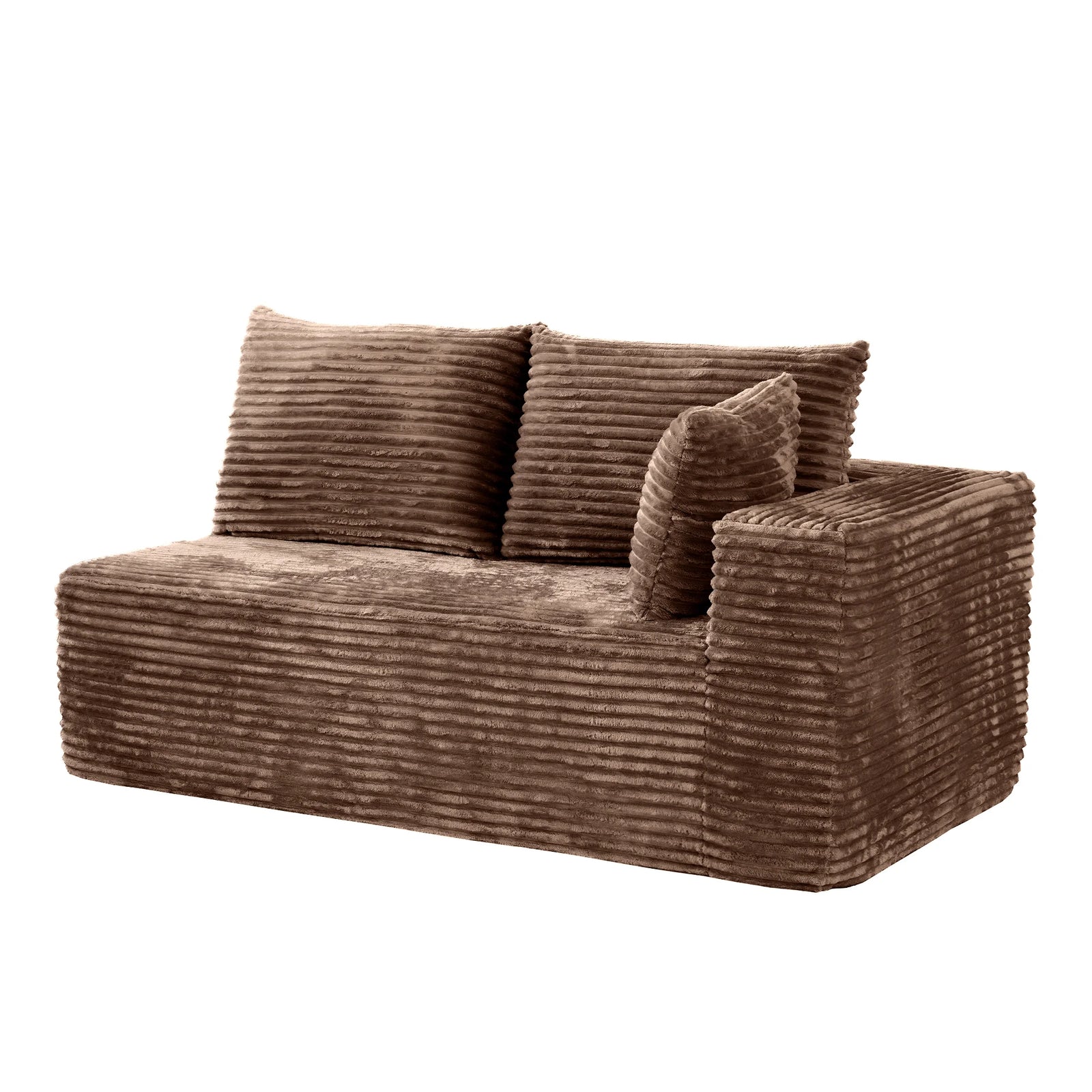 Matrix 6-Seater brown Modular L-Shaped Sectionals | 3-Piece, Corduroy Fabric, Compact Design