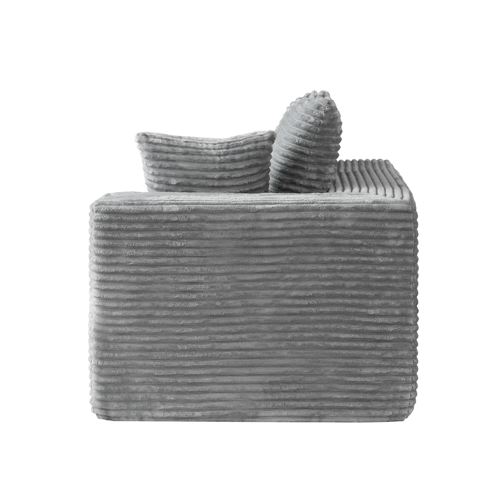 Sofás seccionales Matrix Nook | Sofás seccionales de 3 piezas en forma de L de pana gris claro de 3 plazas