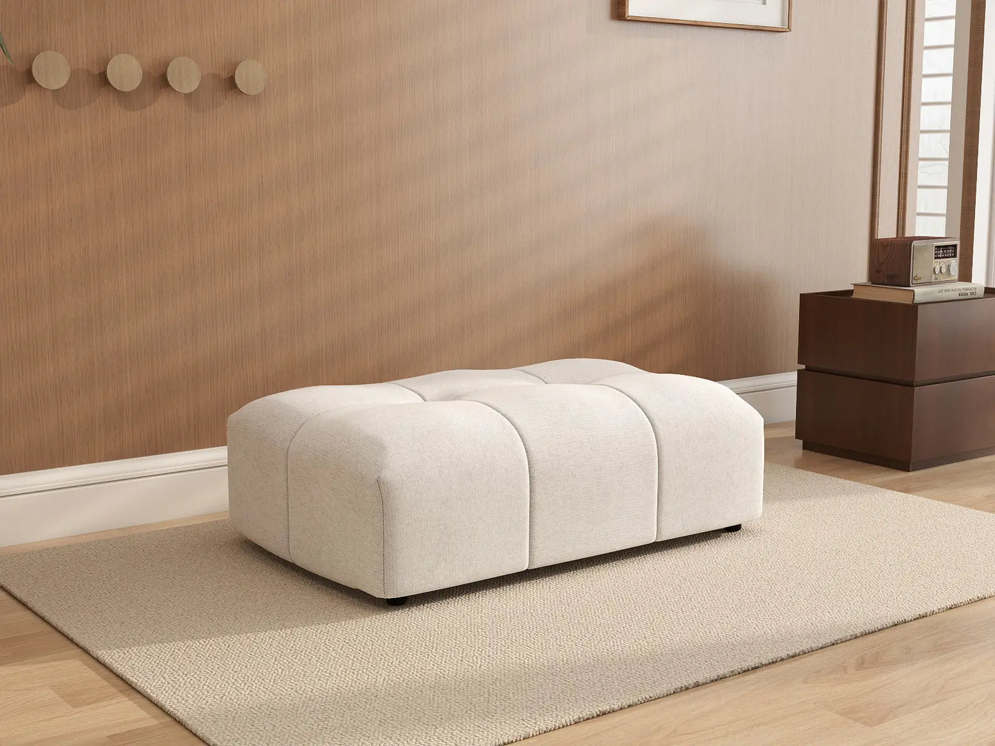 Puf Matrix de lino blanco | 1 pieza (incluye 1 puf), diseño modular