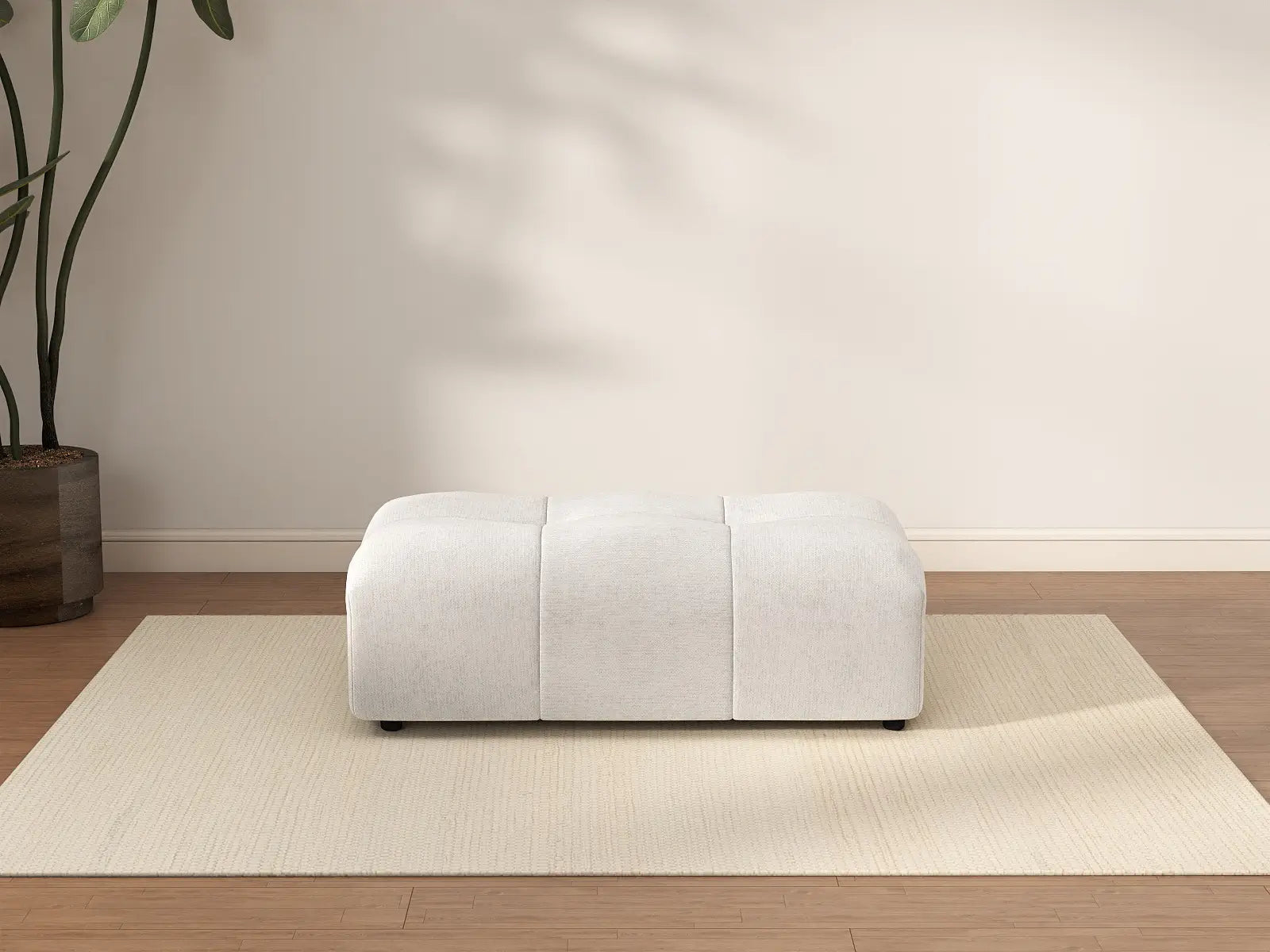 Puf Matrix de lino blanco | 1 pieza (incluye 1 puf), diseño modular