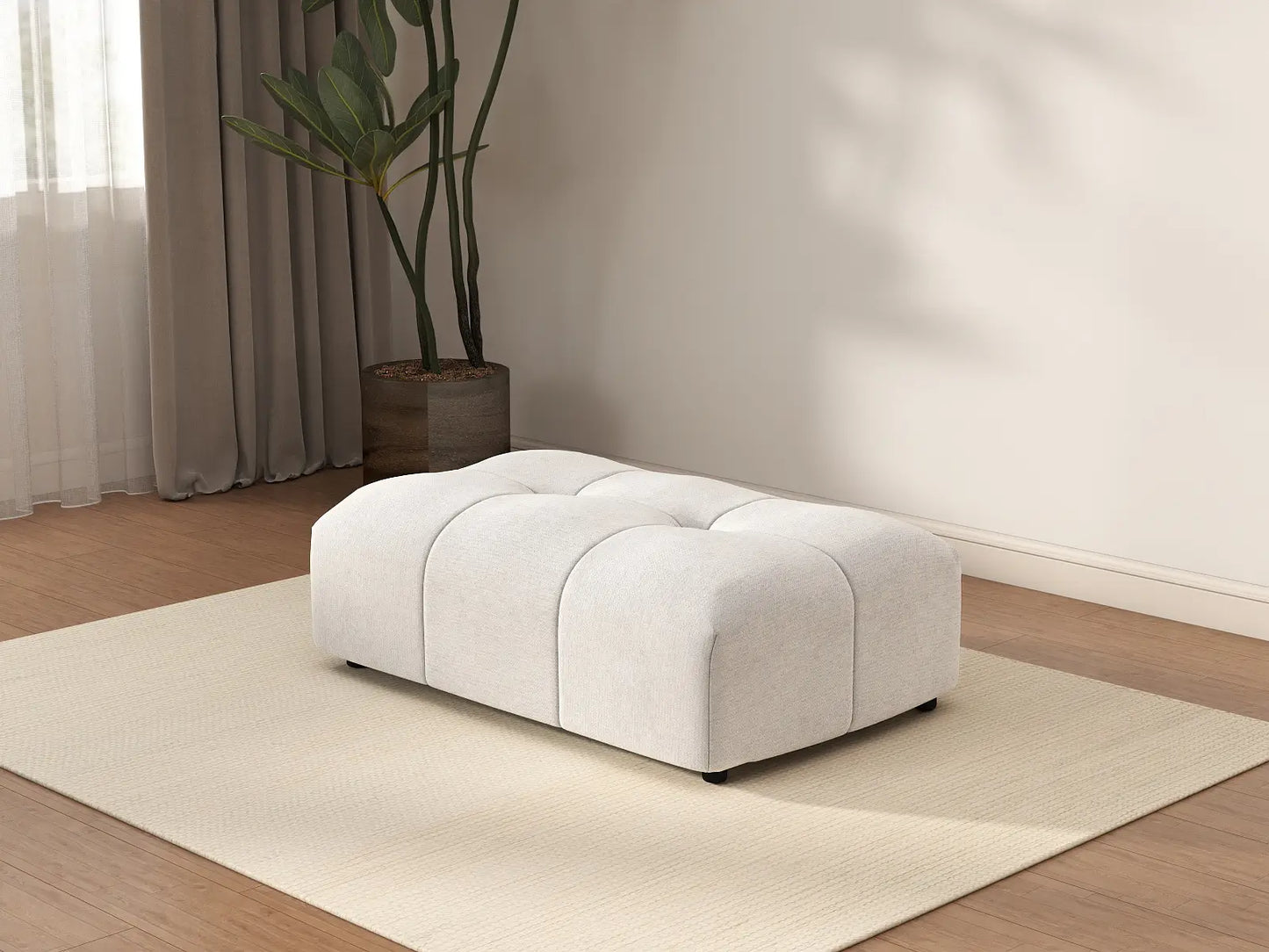 Puf Matrix de lino blanco | 1 pieza (incluye 1 puf), diseño modular