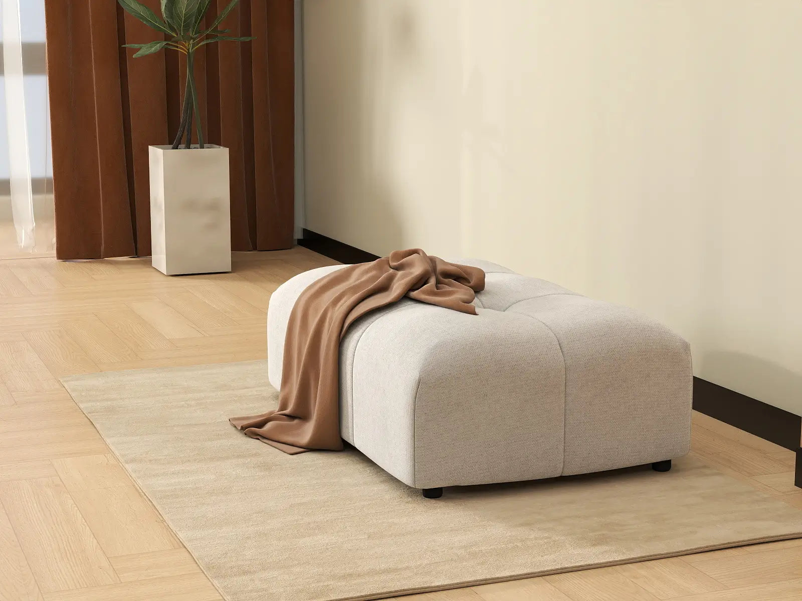 Puf Matrix de lino blanco | 1 pieza (incluye 1 puf), diseño modular