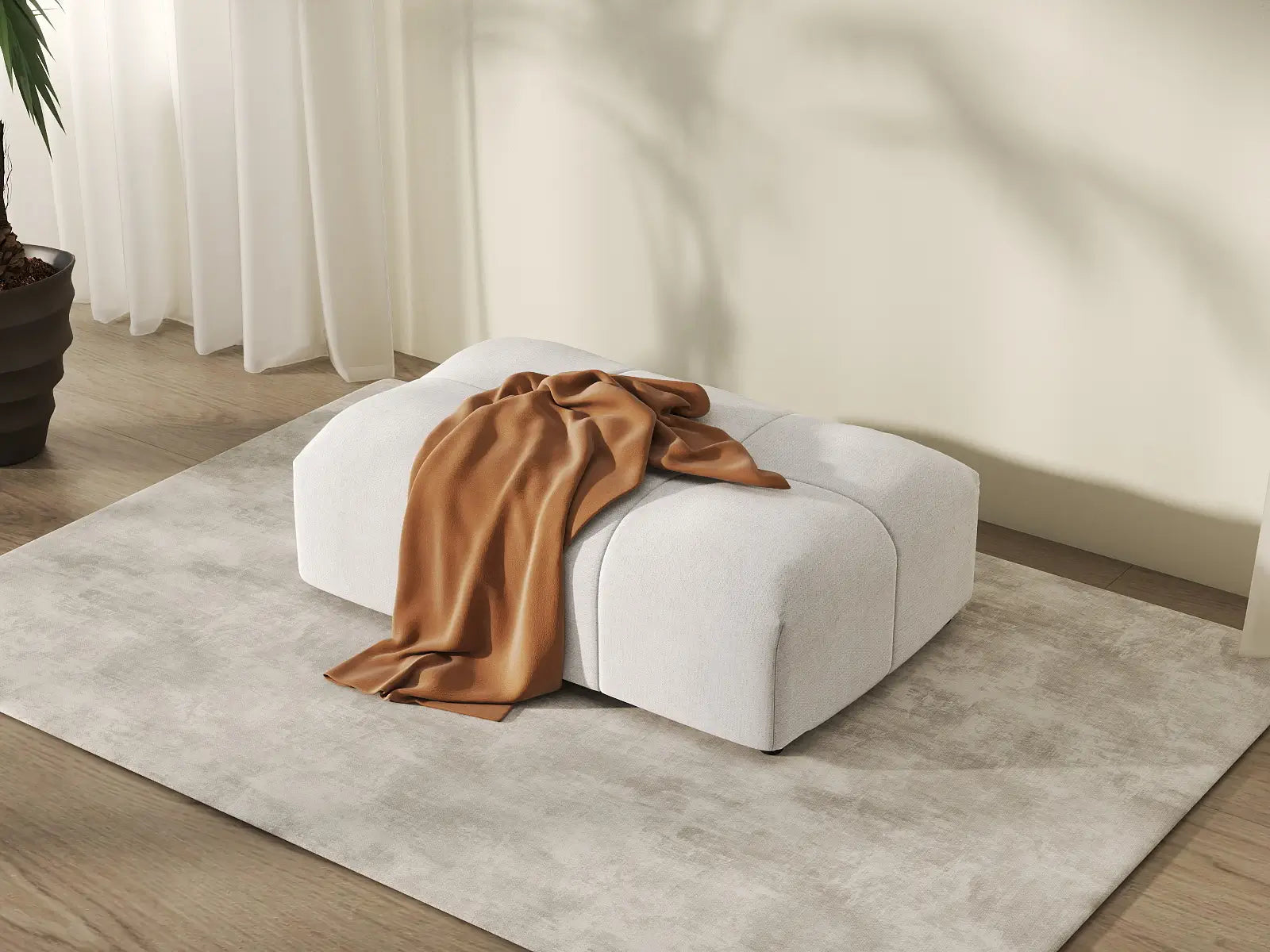 Puf Matrix de lino blanco | 1 pieza (incluye 1 puf), diseño modular