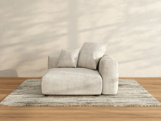 Sofá Individual de 1 Plaza Matriz Beige | 1 Pieza, Tela de Terciopelo Acanalado, Acento para Sala de Estar, Fundas de Cojín Lavables