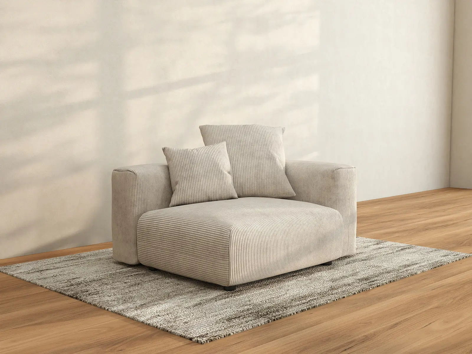 Sofá Individual de 1 Plaza Matriz Beige | 1 Pieza, Tela de Terciopelo Acanalado, Acento para Sala de Estar, Fundas de Cojín Lavables