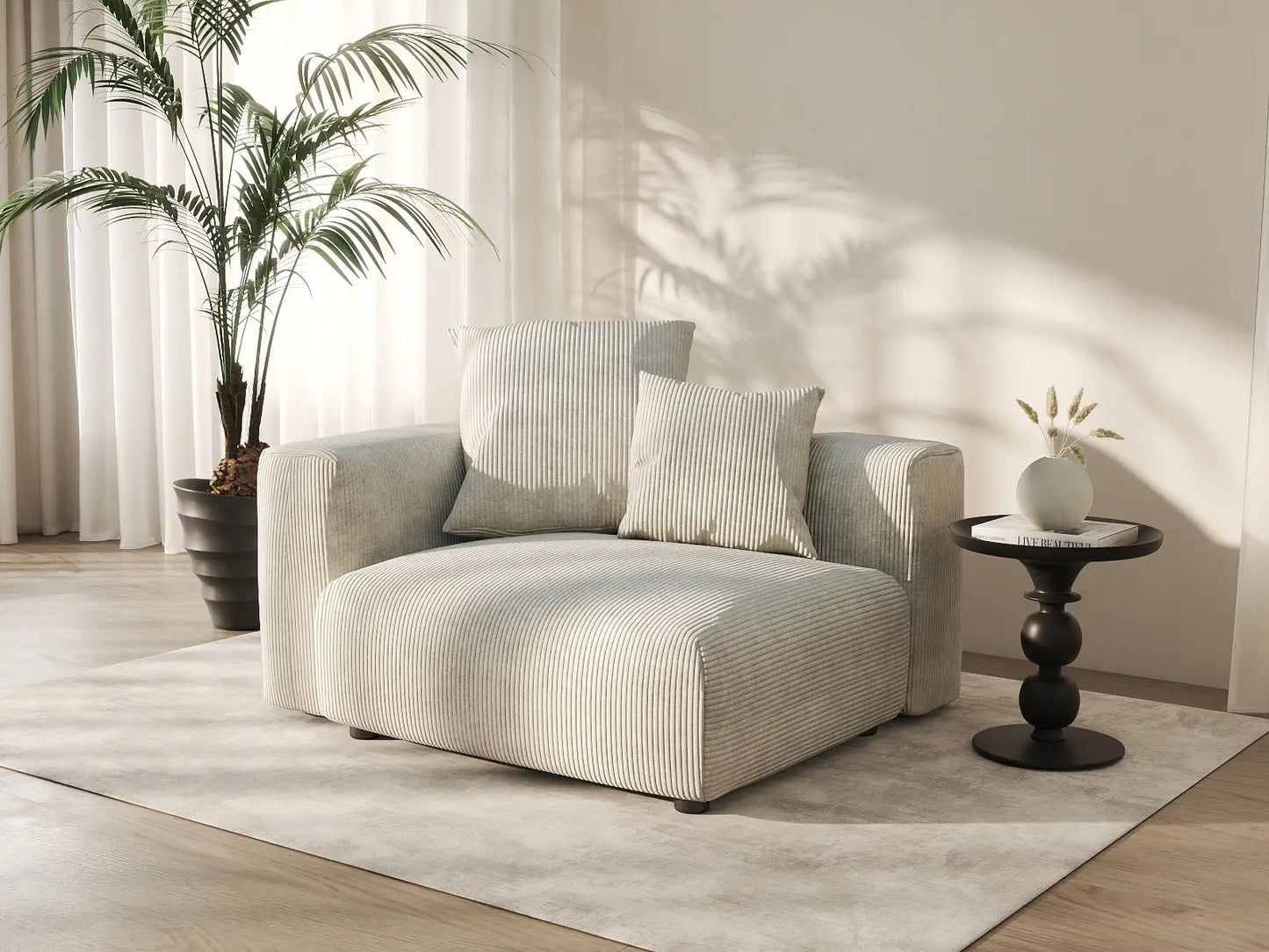Matrix Modern Modular Sofas Covers | Beige Corduroy Sofa Cover for Side Seat