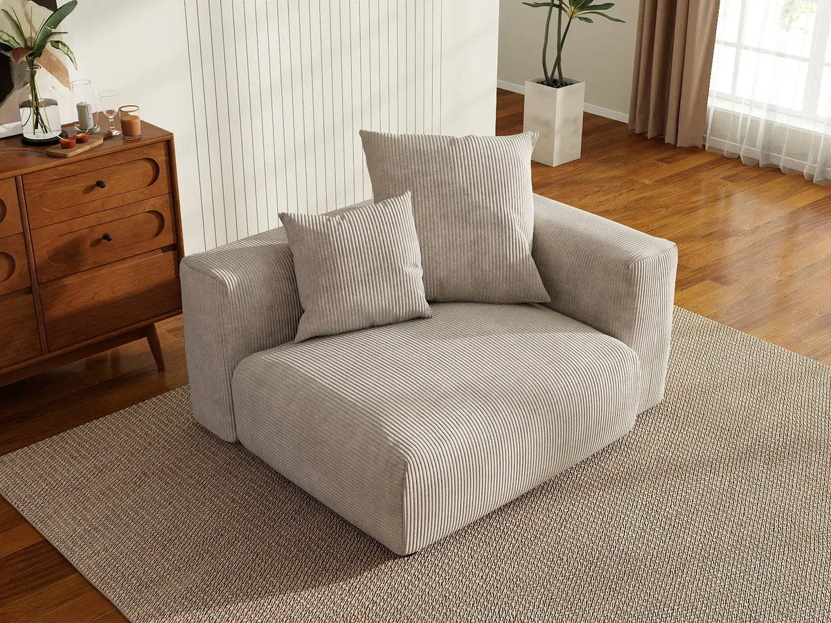 Matrix Modern Modular Sofas Covers | Beige Corduroy Sofa Cover for Side Seat