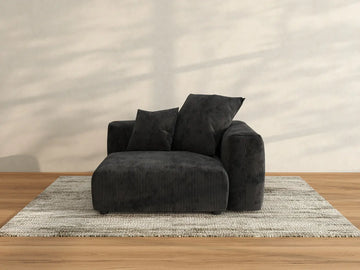 Sofá individual Matrix de 1 plaza negro | 1 pieza, tela de pana, acento para sala de estar, fundas de cojín lavables
