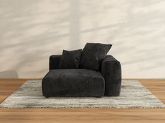 Matrix 1-Seater Black Single Sofa | 1-Piece, Corduroy Fabric, Living Room Accent, Washable Cushion Covers