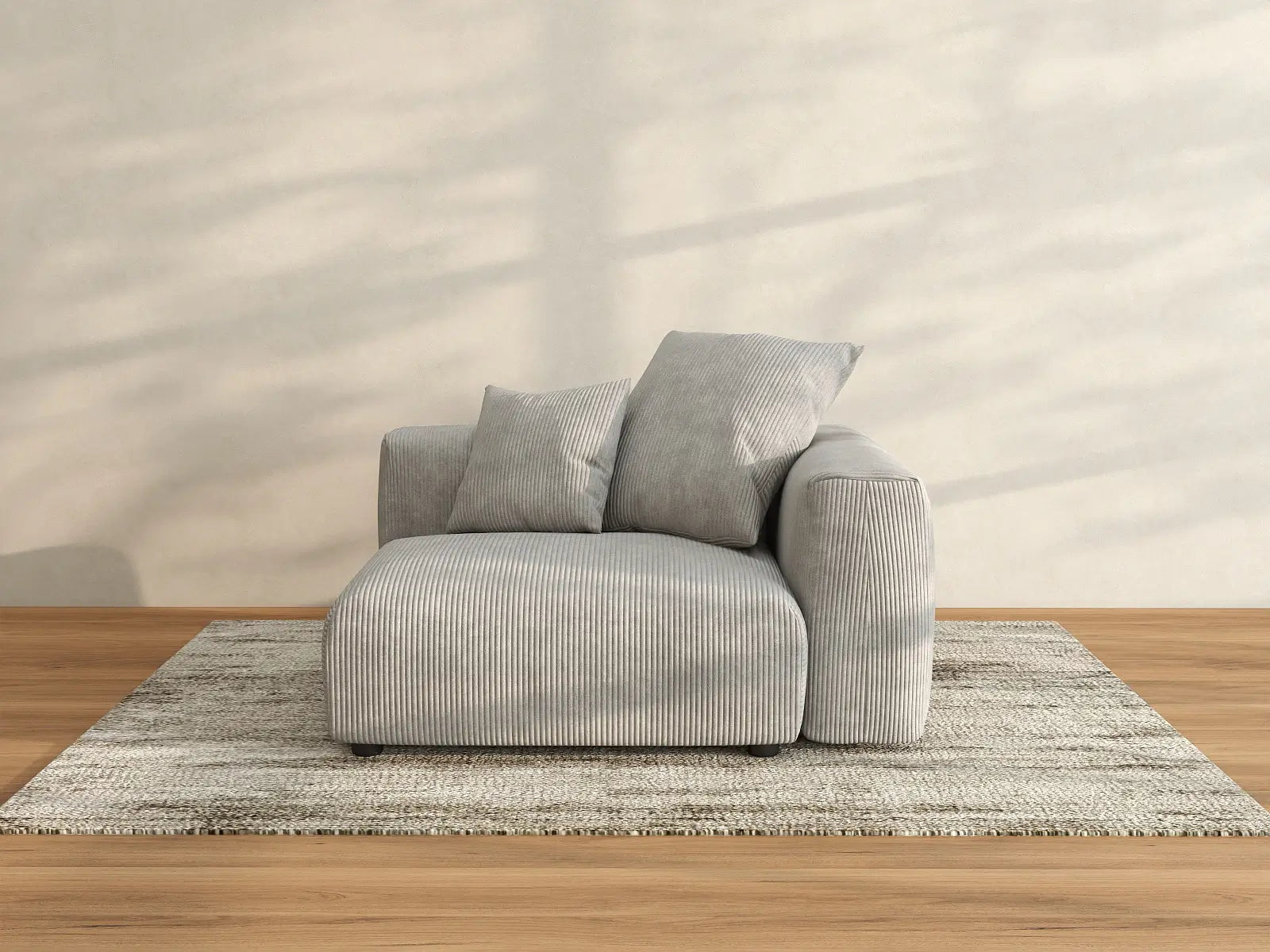 Sofá individual Matrix de 1 plaza gris | 1 pieza, tejido de pana, decorativo para sala de estar, fundas de cojín lavables