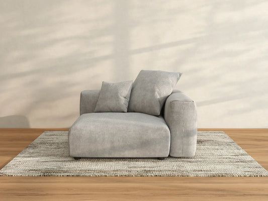 Sofá individual Matrix de 1 plaza gris | 1 pieza, tejido de pana, decorativo para sala de estar, fundas de cojín lavables