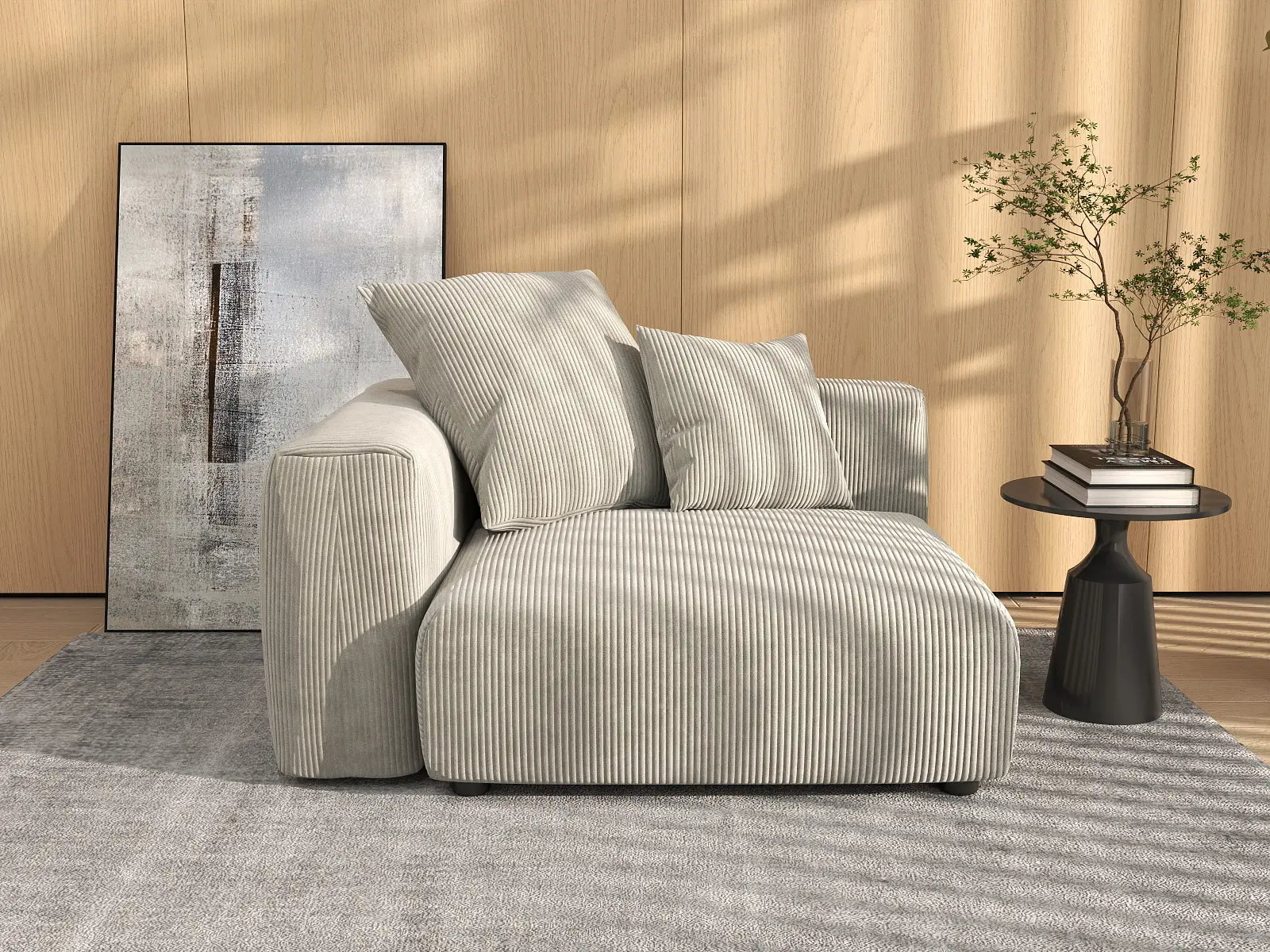 Sofá individual Matrix de 1 plaza gris | 1 pieza, tejido de pana, decorativo para sala de estar, fundas de cojín lavables