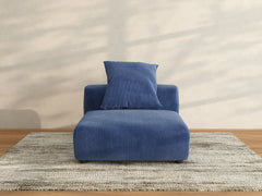 Matrix 1-Seater Single Sofa in Blue Corduroy | 1-Piece, Living Room Accent, Easy To Clean, Small Space