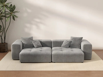 Matrix 2-Seater Light Grey Linen Loveseat | 2-Piece, Small Space