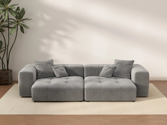 Matrix 2-Seater Light Grey Linen Loveseat | 2-Piece, Small Space