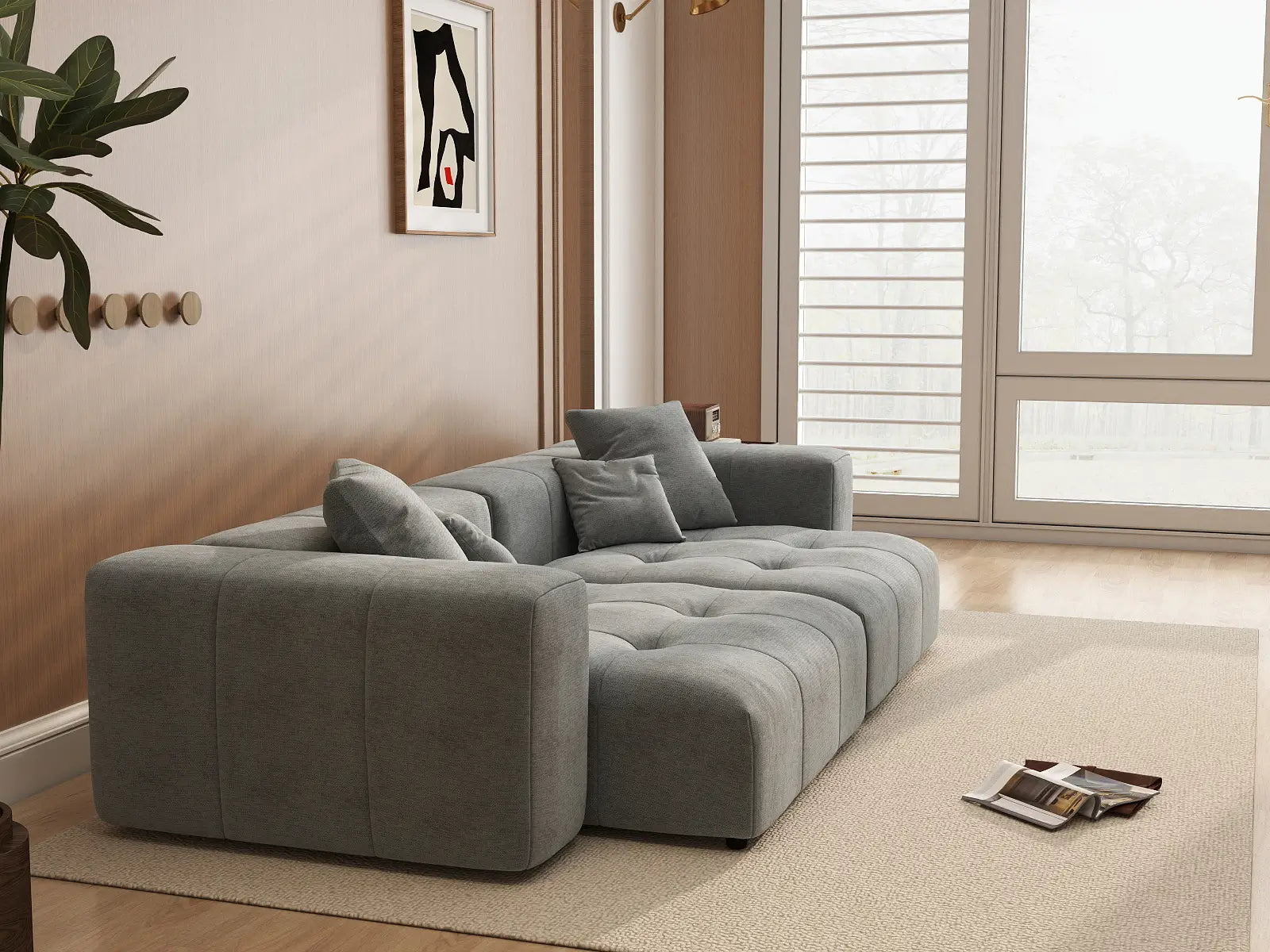 Matrix 2-Seater Light Grey Linen Loveseat | 2-Piece, Small Space