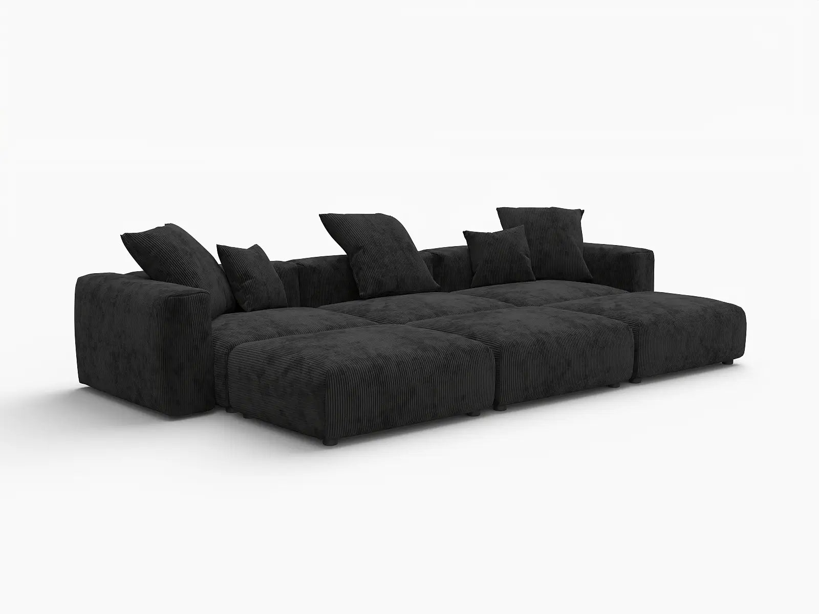Fundas de sofá modulares modernas Matrix | Fundas de sofá de pana negra para sofá de 3 plazas con 3 otomanas
