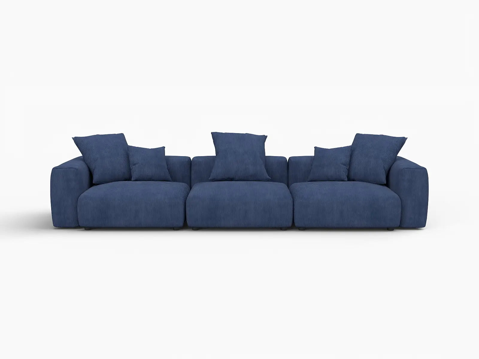 Sofá seccional Matrix de 3 plazas en pana azul | 3 piezas, asientos para sala de estar, fácil de limpiar, diseño modular