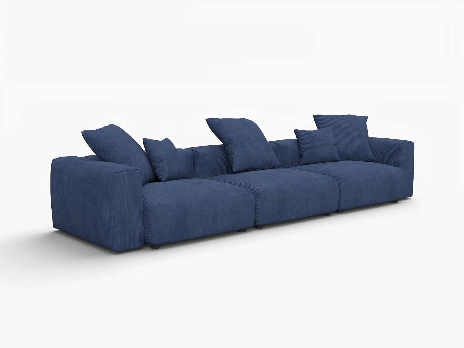 Sofá seccional Matrix de 3 plazas en pana azul | 3 piezas, asientos para sala de estar, fácil de limpiar, diseño modular