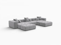Matrix 3-Seater Light Grey Large Space U-Shaped Sectional | 5-Piece (Includes 2 Ottomans), Linen Fabric