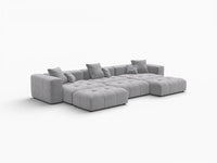 Matrix 3-Seater Light Grey Linen Pit Sectional | 6-Piece (Includes 3 Ottomans), Modular Design