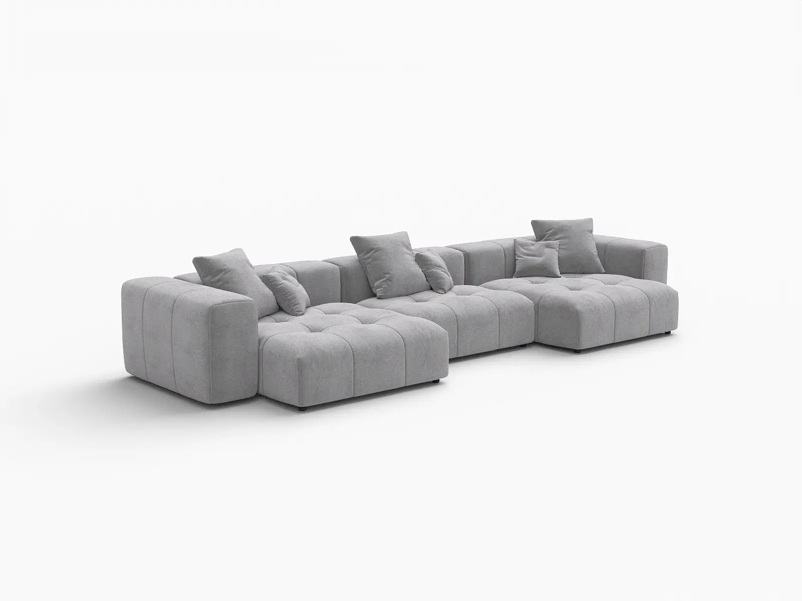 Matrix 3-Seater Light Grey Small Space Couch Sectional | 3-Piece, Linen Fabric