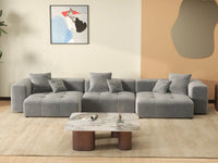 Matrix 3-Seater Light Grey Small Space Couch Sectional | 3-Piece, Linen Fabric