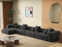 Matrix 4-Seater Black Linen L-Shaped Sectional | 5-Piece (Includes 1 Ottoman), Contemporary Style