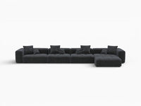 Matrix 4-Seater Black Linen L-Shaped Sectional | 5-Piece (Includes 1 Ottoman), Contemporary Style