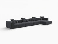 Matrix 4-Seater Black Linen L-Shaped Sectional | 5-Piece (Includes 1 Ottoman), Contemporary Style