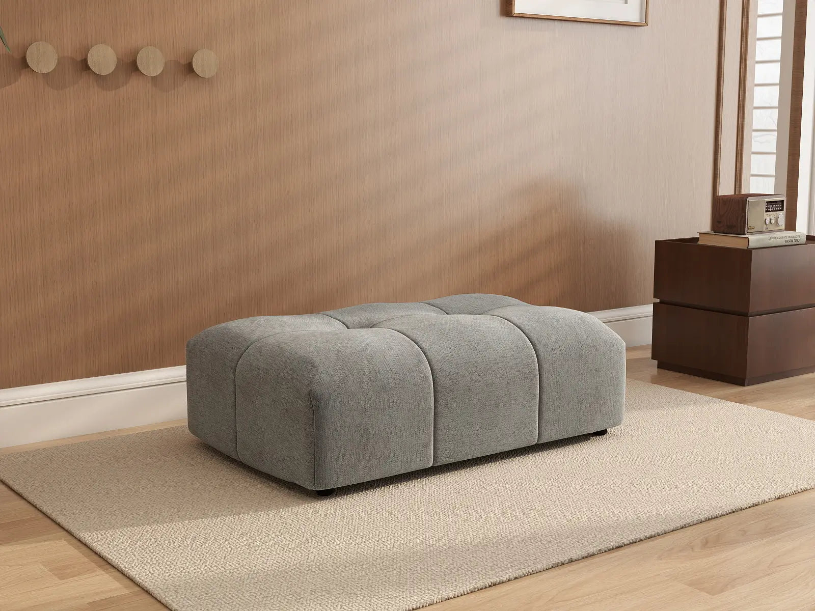Puf Matrix de lino gris claro | 1 pieza (incluye 1 puf), diseño elegante