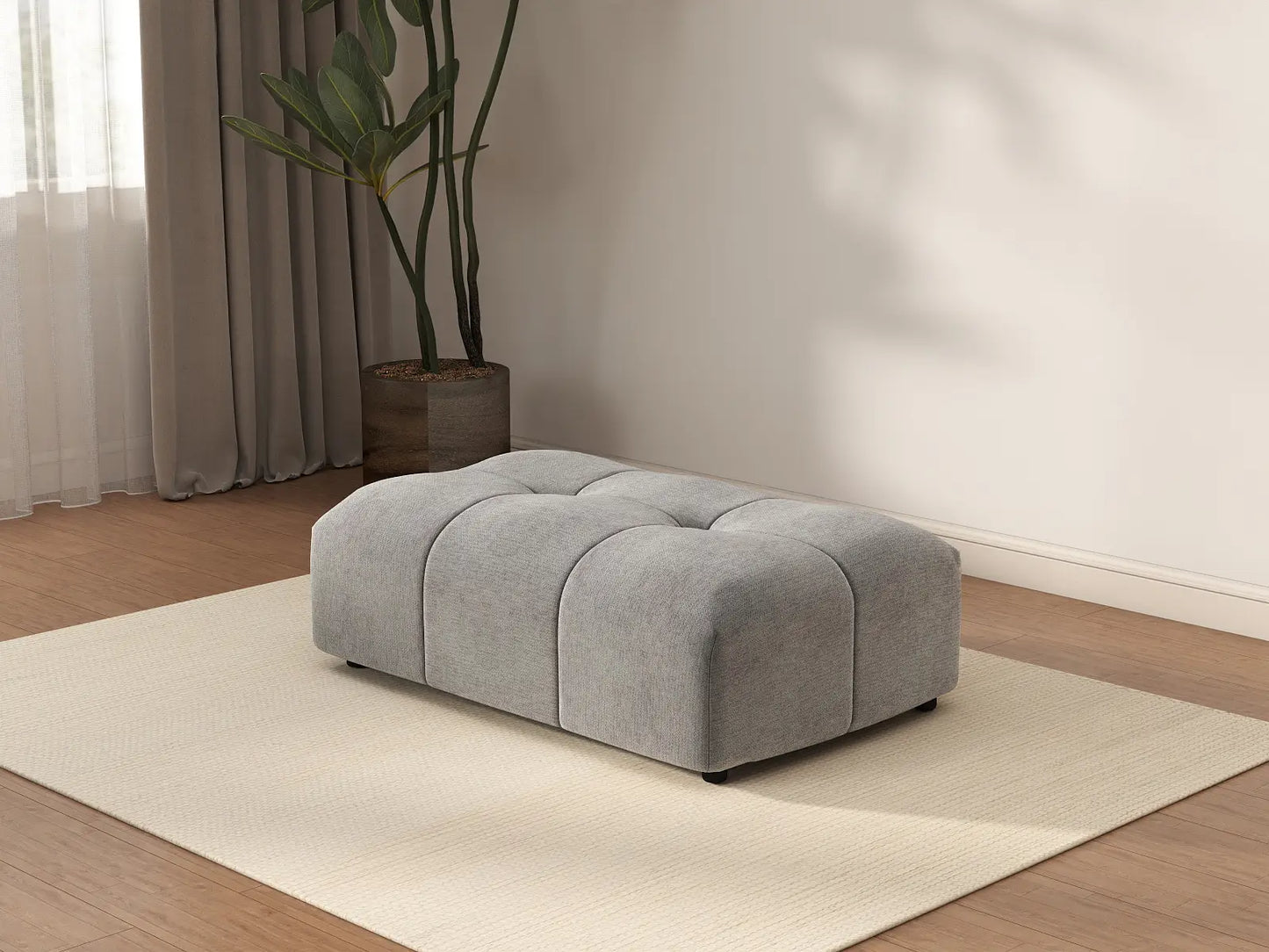 Puf Matrix de lino gris claro | 1 pieza (incluye 1 puf), diseño elegante