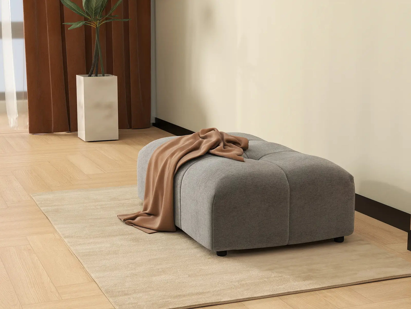 Puf Matrix de lino gris claro | 1 pieza (incluye 1 puf), diseño elegante