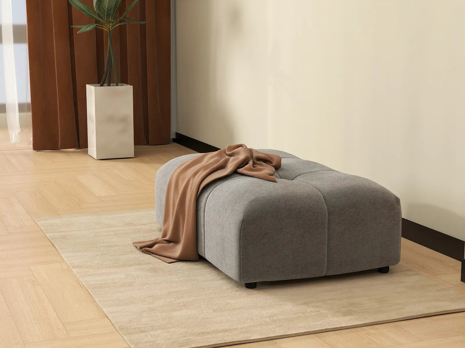 Puf Matrix de lino gris claro | 1 pieza (incluye 1 puf), diseño elegante