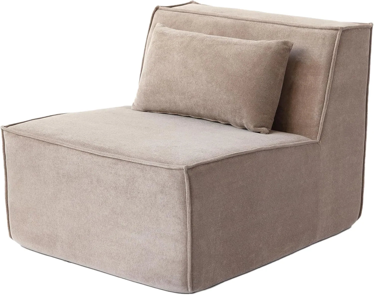 Matrix 1-Seater Brown Modular Single Sofa | 1-Piece, Cloud Velvet Fabric, Compact Design