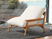 Modern 1-Seater Beige Small Space Accent Chair | 1-Piece, Plush Fabric, Solid Wood Frame, Flat Wooden Arms