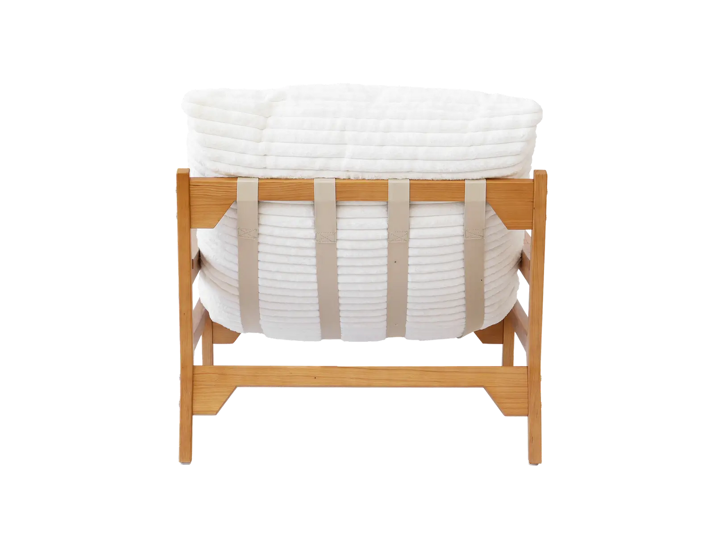 Modern 1-Seater Beige Small Space Accent Chair | 1-Piece, Plush Fabric, Solid Wood Frame, Flat Wooden Arms