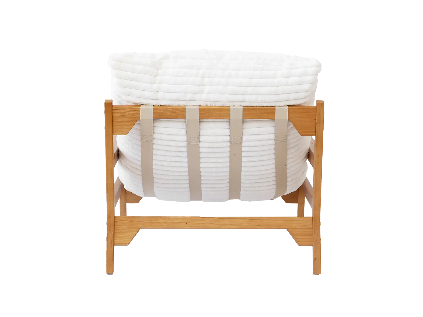 Modern 1-Seater Beige Small Space Accent Chair | 1-Piece, Plush Fabric, Solid Wood Frame, Flat Wooden Arms