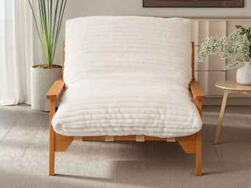 Modern 1-Seater Beige Small Space Accent Chair | 1-Piece, Plush Fabric, Solid Wood Frame, Flat Wooden Arms
