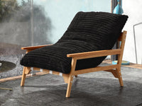 Modern 1-Seater Black Small Space Accent Chair | 1-Piece, Plush Fabric, Solid Wood Frame, Flat Wooden Arms
