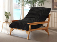 Modern 1-Seater Black Small Space Accent Chair | 1-Piece, Plush Fabric, Solid Wood Frame, Flat Wooden Arms