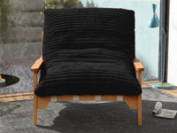 Modern 1-Seater Black Small Space Accent Chair | 1-Piece, Plush Fabric, Solid Wood Frame, Flat Wooden Arms