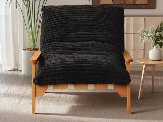 Modern 1-Seater Black Small Space Accent Chair | 1-Piece, Plush Fabric, Solid Wood Frame, Flat Wooden Arms