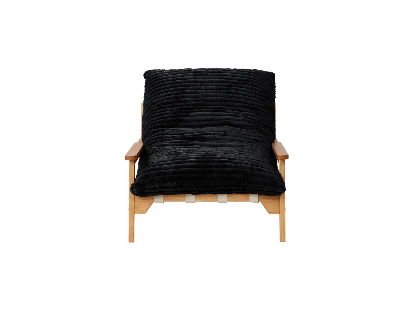 Modern 1-Seater Black Small Space Accent Chair | 1-Piece, Plush Fabric, Solid Wood Frame, Flat Wooden Arms